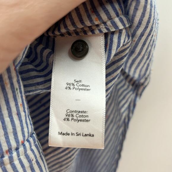 Elizabeth & James Women's Stripe Button Front Long Sleeve Shirt - Blue/White - M - Picture 5 of 6